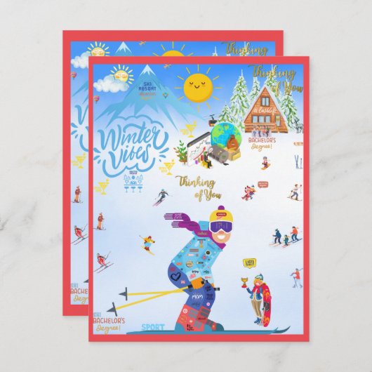 Winter Vibes RSVP Karte (Vorne/Hinten)