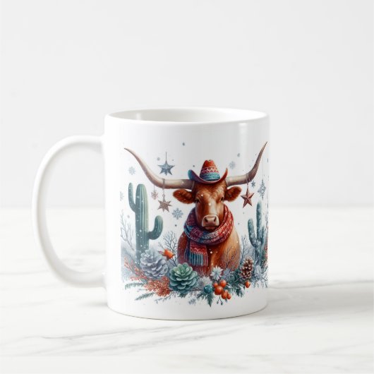 Winter Vibes Texas Longhorn - Kaffeetasse (Links)