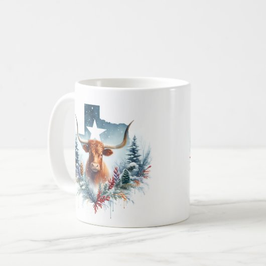 Winter Vibes Texas Longhorn - Kaffeetasse (Vorderseite Links)