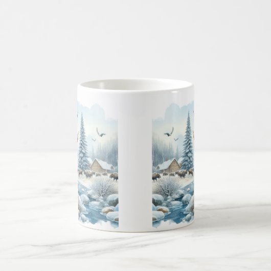 Winter Vibes Wasserfarbe Elch - Kaffeetasse (Mittel)