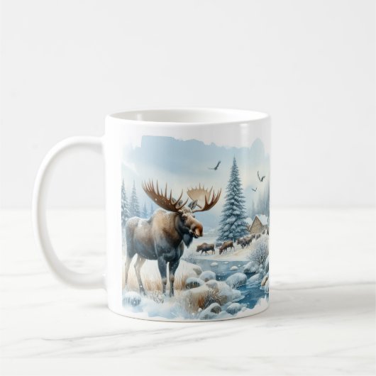 Winter Vibes Wasserfarbe Elch - Kaffeetasse (Links)