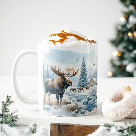 Winter Vibes Wasserfarbe Elch - Kaffeetasse