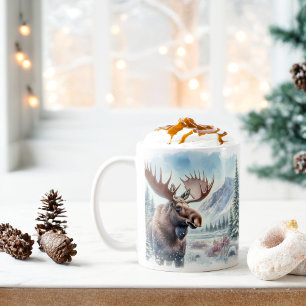 Winter Vibes Wasserfarbe Elch - Kaffeetasse