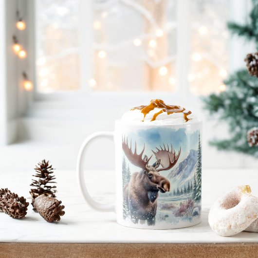 Winter Vibes Wasserfarbe Elch - Kaffeetasse