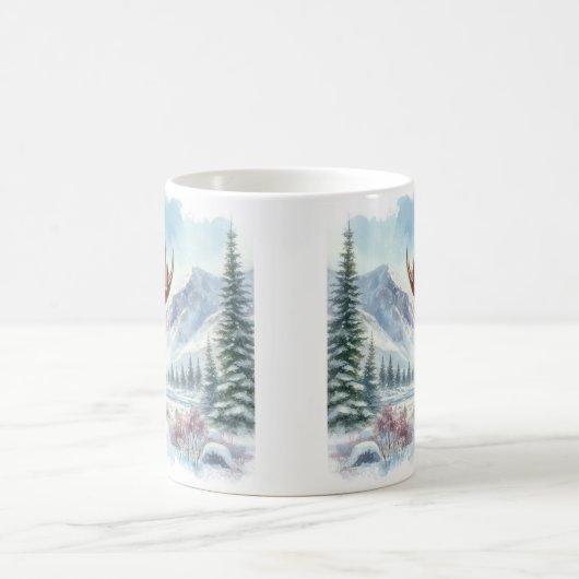 Winter Vibes Wasserfarbe Elch - Kaffeetasse (Mittel)