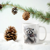Winter Vibes Wasserfarbe Raccoon Kaffeetasse