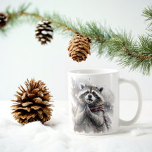 Winter Vibes Wasserfarbe Raccoon