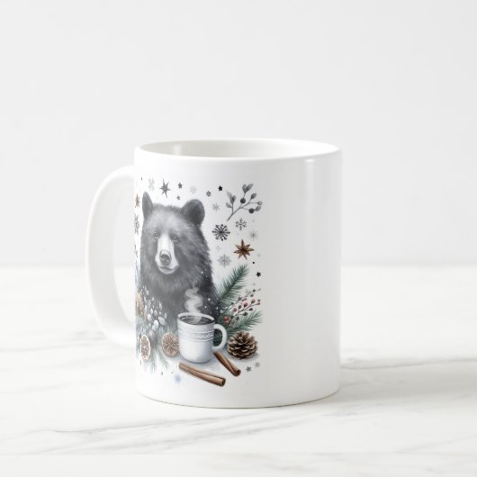 Winter Vibes Wasserfarbener Bär - Kaffeetasse (Vorderseite Links)