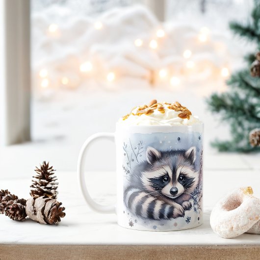 Winter Vibes Watercolor Baby Raccoon - Kaffeetasse