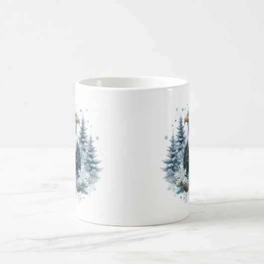 Winter Vibes Watercolor Bald Eagle Kaffeetasse (Mittel)