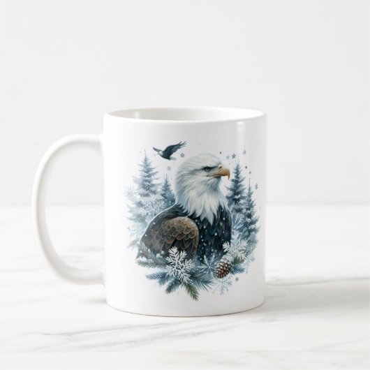 Winter Vibes Watercolor Bald Eagle Kaffeetasse (Links)