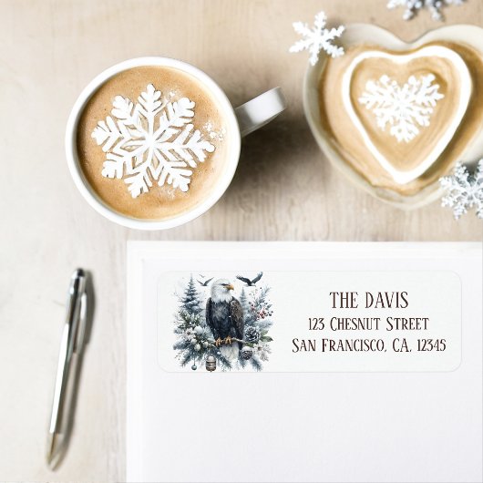 Winter Vibes Watercolor Bald Eagle Rücksendeadress