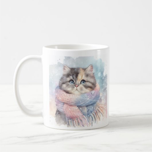 Winter Vibes Watercolor Cat - Kaffeetasse (Links)