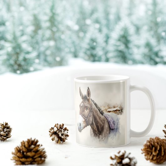 Winter Vibes Watercolor Donkey Kaffeetasse