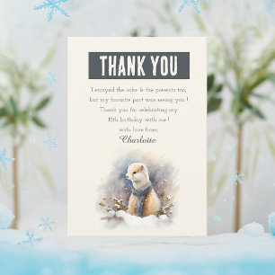Winter vibes Watercolor Ermine - Geburtstag Dankeskarte