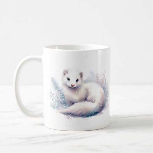 Winter Vibes Watercolor Ermine - Kaffeetasse (Links)