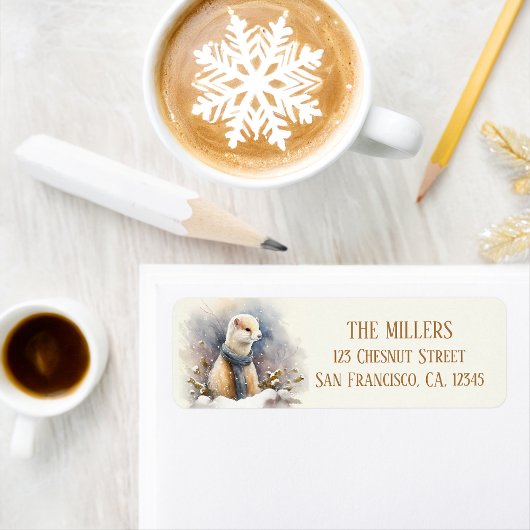 Winter Vibes Watercolor Ermine Rücksendeadresse