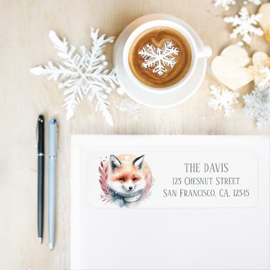 Winter Vibes Watercolor Fox Rücksendeadresse