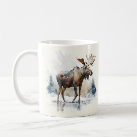 Winter Vibes Watercolor Moose Kaffeetasse (Links)