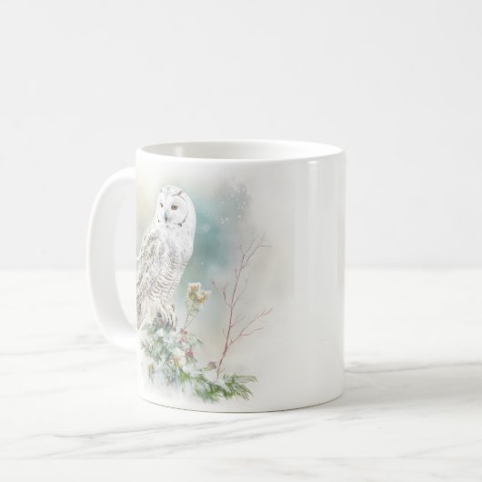 Winter Vibes Watercolor Owl Kaffeetasse (Vorderseite Links)