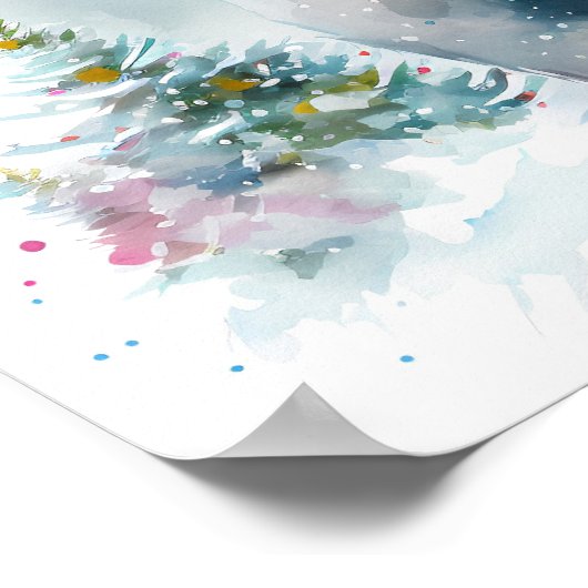 Winter Vibes Watercolor Polar Bär - Kinder Poster (Ecke)