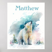 Winter Vibes Watercolor Polar Bär - Kinder Poster (Vorne)