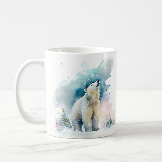 Winter Vibes Watercolor Polar Bear Kaffeetasse (Links)