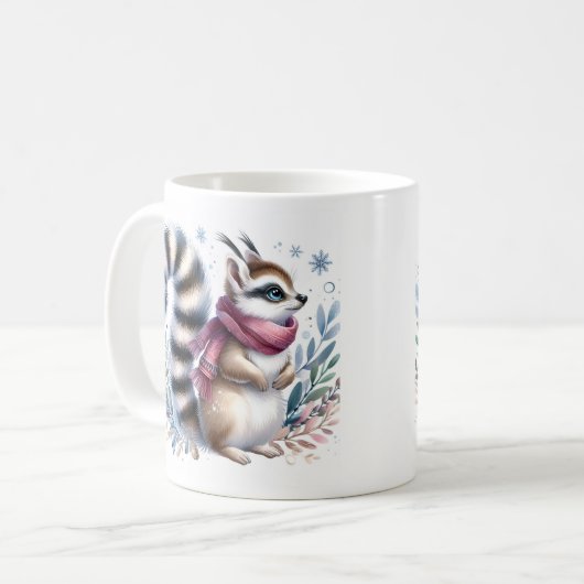 Winter Vibes Watercolor Ringtail - Kaffeetasse (Vorderseite Links)