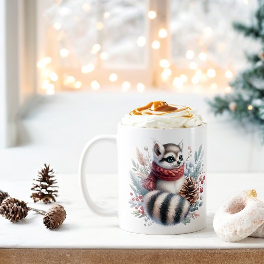 Winter Vibes Watercolor Ringtail - Kaffeetasse