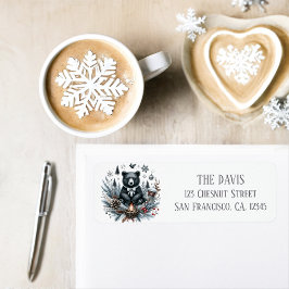 Winter Vibes Watercolor Schwarzer Bär Rücksendeadr