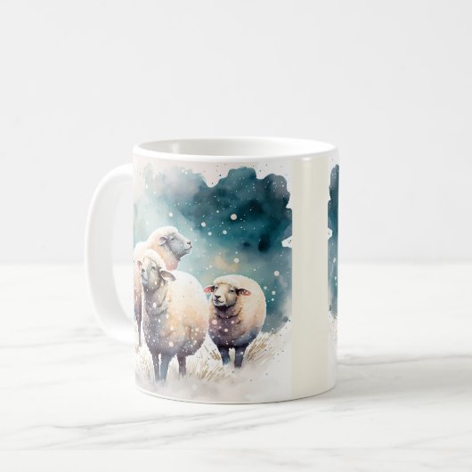 Winter Vibes Watercolor Sheep Kaffeetasse (Vorderseite Links)