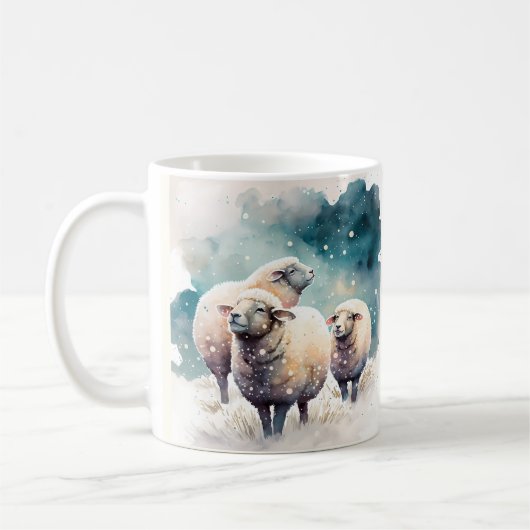 Winter Vibes Watercolor Sheep Kaffeetasse (Links)