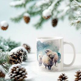 Winter Vibes Watercolor Sheep Kaffeetasse