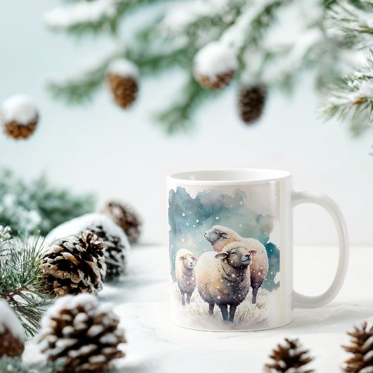 Winter Vibes Watercolor Sheep Kaffeetasse