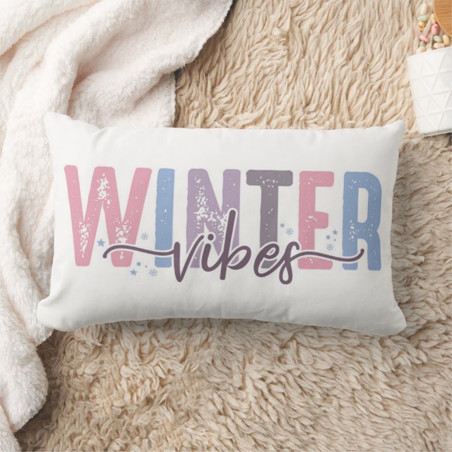 Winter Vibes - Weiche Pasteltypografie Lendenkissen (Decke)