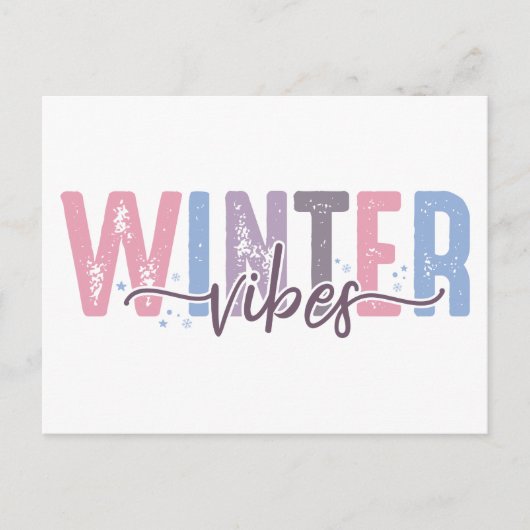Winter Vibes - Weiche Pasteltypografie Postkarte (Vorderseite)
