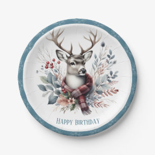 Winter Vibes White Tails Deer Geburtstag Pappteller