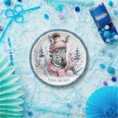 Winter Vibes Zebra Birthday Pappteller (Party)