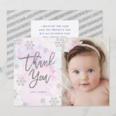 Winter Vielen Dank zum Geburtstag Silber Glitzer Dankeskarte (Vorne/Hinten)