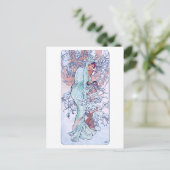 Winter (vier Jahreszeiten), Alphonse Mucha Postkarte (Stehend Vorderseite)