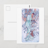 Winter (vier Jahreszeiten), Alphonse Mucha Postkarte (Vorne/Hinten)