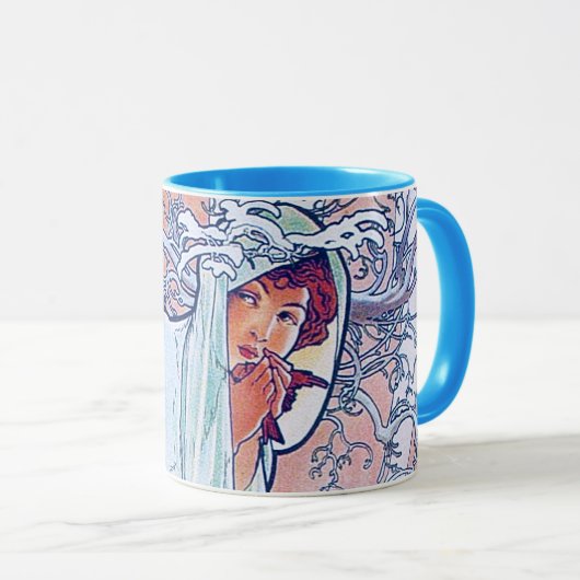 Winter (vier Jahreszeiten), Alphonse Mucha Tasse (VorderseiteRechts)