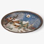 "Winter Village 3D Wall Art" Pappteller (Schrägansicht)
