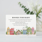 Winter village Baby Shower Snowy Books Request Einladung (Stehend Vorderseite)