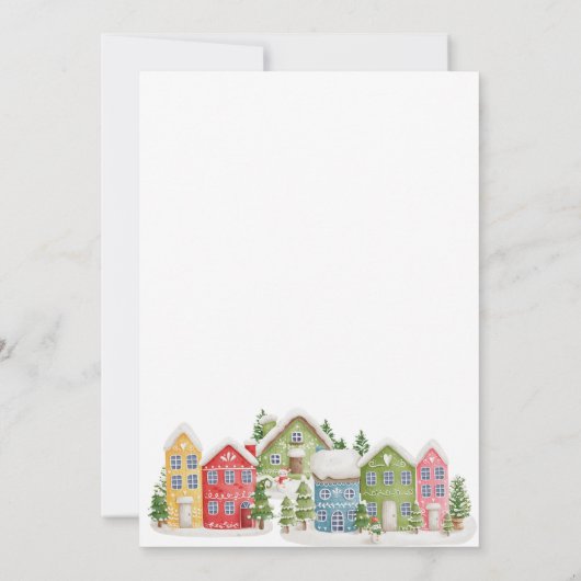 Winter village Baby Shower snowy Einladung (Rückseite)