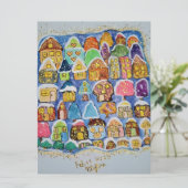 Winter village feiertagskarte (Stehend Vorderseite)