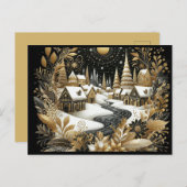 Winter village gold & black design postkarte (Vorne/Hinten)