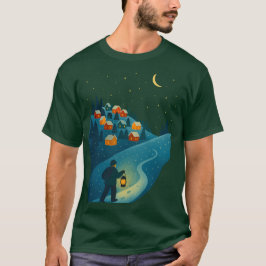 Winter Village Lantern Walk Night  Dark T-Shirt