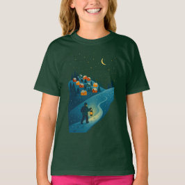 Winter Village Lantern Walk Night Scene Girls' T-S T-Shirt