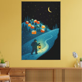 Winter Village Lantern Walk Night Wrapped Canvas A Leinwanddruck (Insitu (Wohnzimmer))